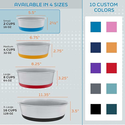 Master Pet Supply Stainless Steel Dog Bowls Set of 2 with Extra Thick Silicone Base - 2 Cup (16 oz) Black Velvet, Non-Slip, Dishwasher Safe Metal Bowls, Pet Dog Food Bowl for Dogs, Cats, Anti Rust