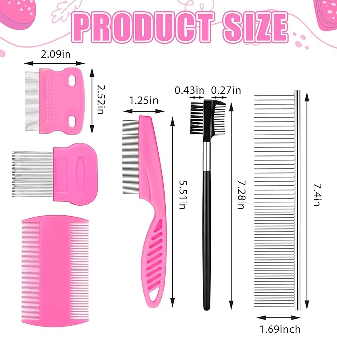 6 Pcs Pets Grooming Comb Kit for Small Dogs Tear Stain Remover Comb Dog Face Combs for Eye Cleaning Gentle Grooming Tool Dematting Tool for Cats Dogs Remove Knots Stains Crust Mucus