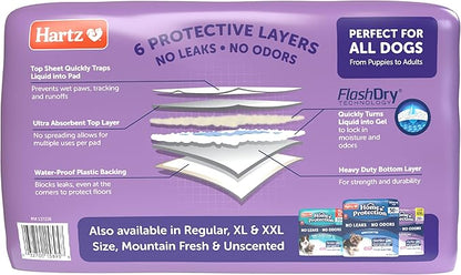 Hartz Home Protection Super Absorbent Odor Eliminating Lavender Scented No Leak Dog Pads, 3XL 30 Count