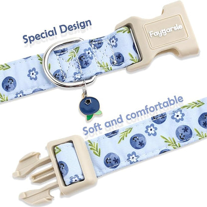 Faygarsle Blueberry Pattern Dog Collar for for Summer Small Medium Large Dogs Light Blue XS