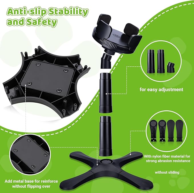 Dog Bowls Elevated Adjustable Stand, Raised Bowl with 3 Heights & Tilted Feeding Stand, Compatible with Various Bowls, for Medium & Large Breeds (2 Pack) Black