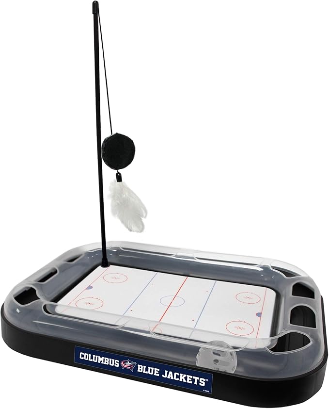Pets First NHL Columbus Blue Jackets Hockey Field Cat Scratching Toy With Interactive Ball Bell in Tracks - 5-in-1 Scratcher