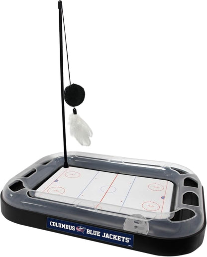 Pets First NHL Columbus Blue Jackets Hockey Field Cat Scratching Toy With Interactive Ball Bell in Tracks - 5-in-1 Scratcher