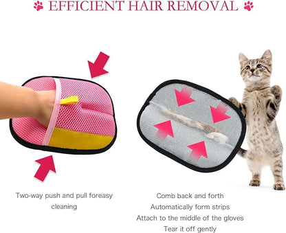 3pc Pet Hair Removal Gloves, Reusable Cats & Dogs Pet Hair Removal Tool,Efficient Pet Hair Removal Electrostatic Gloves is Suitable for Clothes, Sofas, Beds and Carpets (Pink)