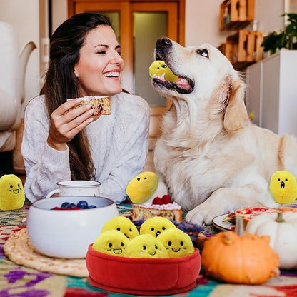 Dog Squeak Toys, 6 Pack Chicken Nugget Dogs Push Toys Interactive Puppy Toys Bark Box Toys Dog Chicken Toy to Keep Them Busy