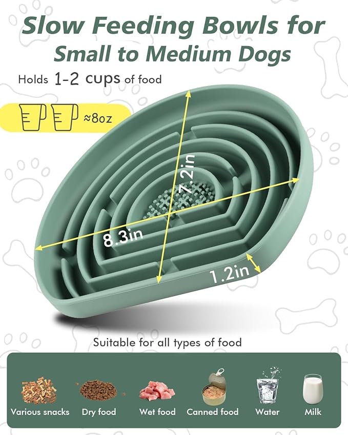 Slow Feeder Dog Bowls, Anti-Choking Puzzle Maze Dog Food Bowl for Medium Small Breeds, Silicone Puppy Feeding Dish with Non-Slip Suction Cup, Fast Eating Prevention, Boredom and Anxiety Reducer