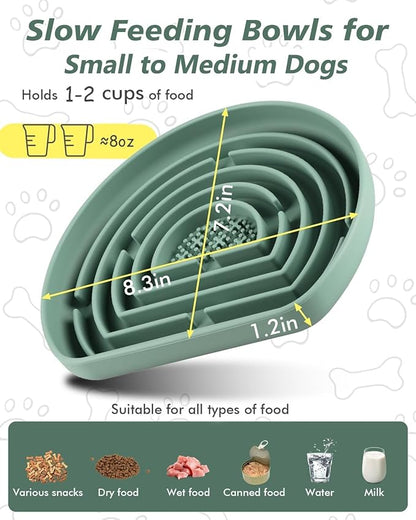 Slow Feeder Dog Bowls, Anti-Choking Puzzle Maze Dog Food Bowl for Medium Small Breeds, Silicone Puppy Feeding Dish with Non-Slip Suction Cup, Fast Eating Prevention, Boredom and Anxiety Reducer