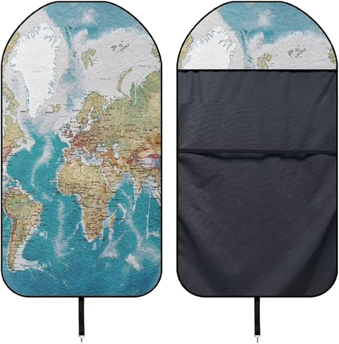 Coldinair World Map Towel Seat Covers for Cars,SUVs,Trucks,Waterproof Sweating Car Front Seat Protector Cover Universal Fit