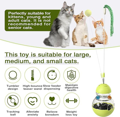 TLKNG Cat Toy for Indoor Cats Wobble Treat Dispenser Ball Kitten Food Dispenser & Puzzle Feeder Balls & Enrichment Toys & Mental Stimulation Interactive Brain Game