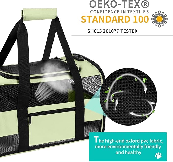 20" Large Soft Sided Cat Carrier Pet Carrier for Cats Dogs Under 25 lbs, Folding Dog Carrier Cat Carrier for 2 Cats Travel Carrier Bag, Green