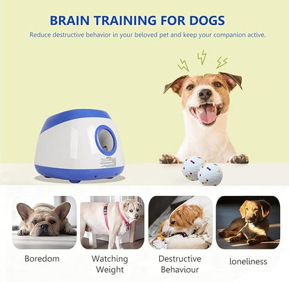 Large Automatic Dog Ball Launcher, Dog Ball Throw Launcher, 3 Adjustable Distance 40-80FT, with 6 2.5-inch ETPU Balls, for Medium&Large Dogs, Indoor and Outdoor Remote Control Interactive Dog Toys