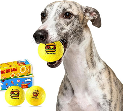 Dog Balls Tennis balls for Dogs, Interactive Dog Toys for Aggressive Chewers ,Indestructible Dog Toy to Keep Them Busy, Puppy Chew Toys for Teething, Durable Dog Ball for Medium Small (Fast Food-3.0")