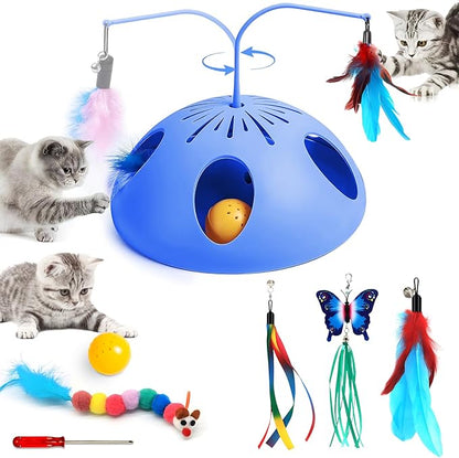 Cat Toys for Indoor Cats Interactive Cats Toy Kitten feathertoy; Trackball, Cat Tunnel Kitty Toys for Multi-cat Family
