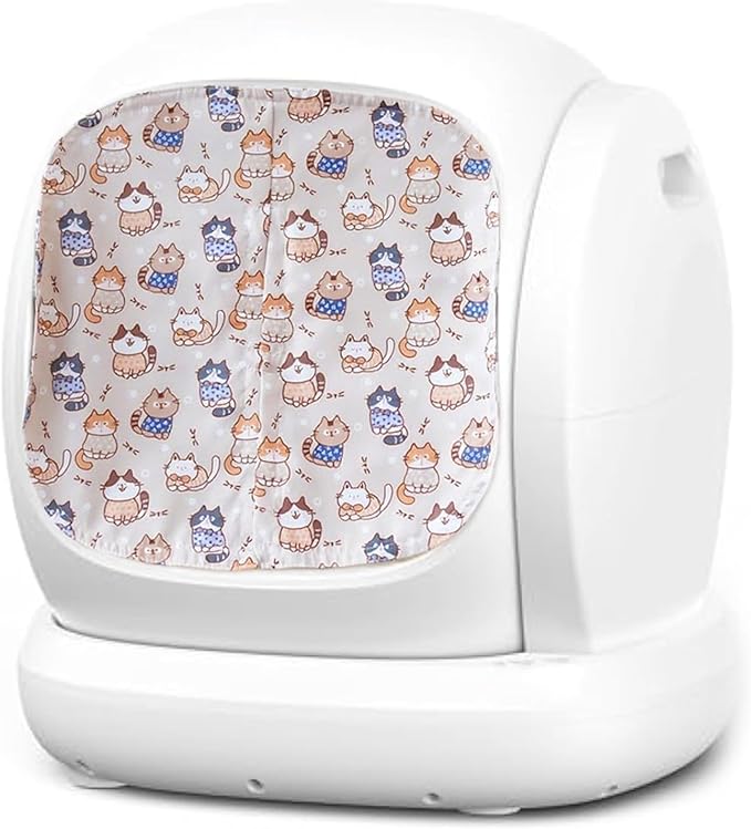 Curtain for Self Cleaning Cat Litter Box, Reduces Cat Litter Bounce, Stops Odors from The Litter Box Self Cleaning, Large-Diameter Trays Also Suitable.(Brown)