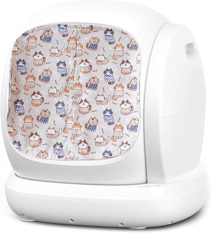 Curtain for Self Cleaning Cat Litter Box, Reduces Cat Litter Bounce, Stops Odors from The Litter Box Self Cleaning, Large-Diameter Trays Also Suitable.(Brown)