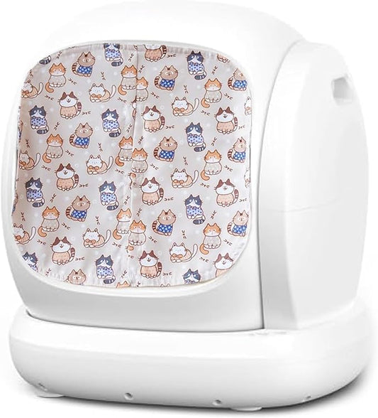Curtain for Self Cleaning Cat Litter Box, Reduces Cat Litter Bounce, Stops Odors from The Litter Box Self Cleaning, Large-Diameter Trays Also Suitable.(Brown)