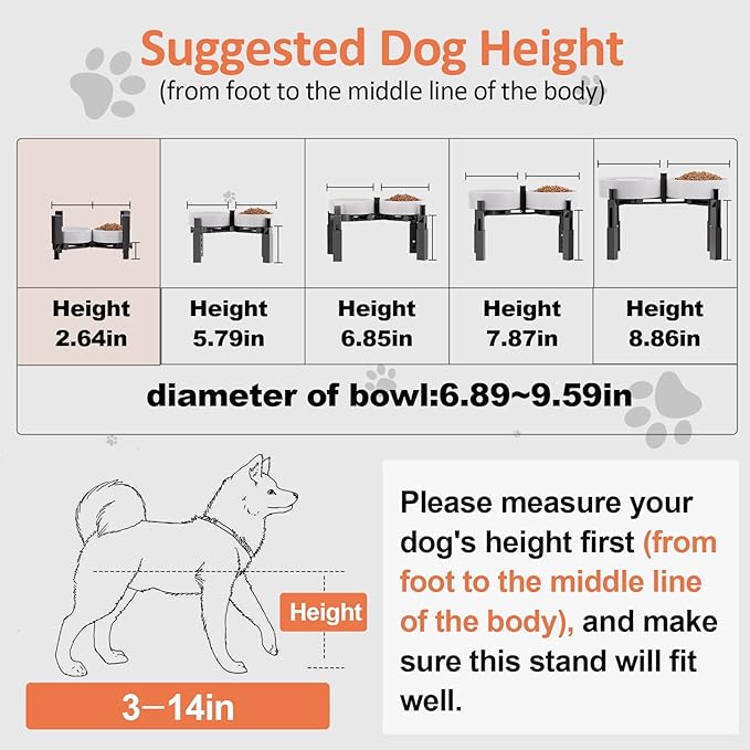 XIAZ Dog Bowl Stand Elevated Food Water Bowl Holder for Large Medium Small Sized Dog, Heights&Width Adjustable, Non-Slip, Durable, Elevated Feeding Bowl Stand for All Dogs Bowls (Stand Only)
