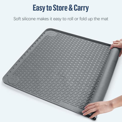 Pee Pad Holder for Dogs, 40" x 28" Silicone Pee Tray Mat Leak-Proof, High Edge, No Spill Pet Pad Holder for Puppy, Cat, Rabbit, Training Pads for Floor Protection, No Pee Pads (Dark Grey)