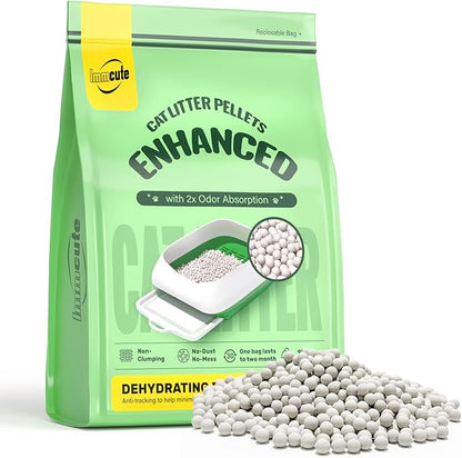 Enhanced Cat Litter Pellets 9 lbs, Long-Lasting Odor Control, Generic Litter Pellets Refills Exclusively for Dual-Layer Litter Box Systems, Zeolite, Non-climping, Not Low-Tracking