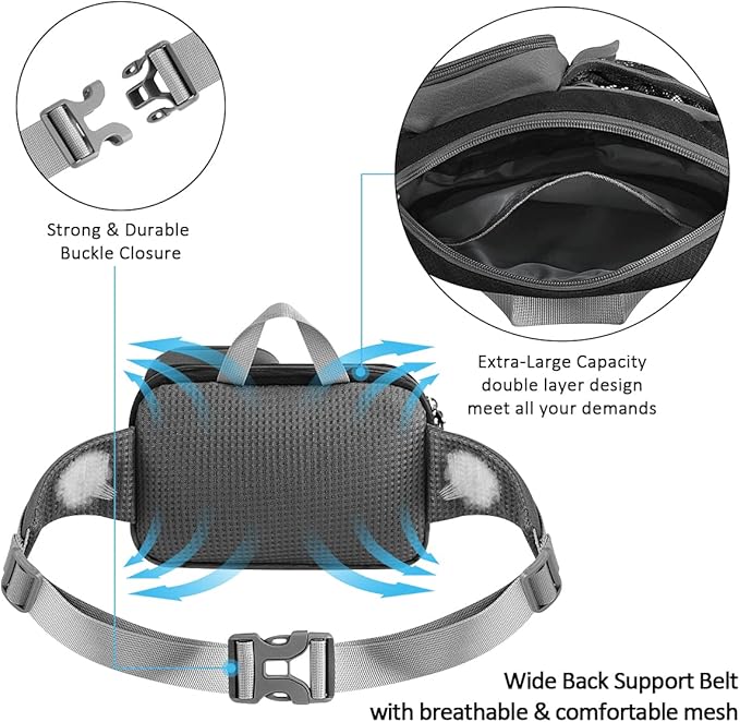 ETACCU Hands Free Dog Leash with Phone Pouch, Water Bottle Holder - Adjustable Waist Belt 19-38 Inch Belt Leash for Running, Reflective Shock Absorbing 48"-70" Extendable