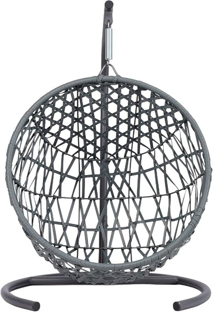 Cat Swing Bed with Stand & Cushion Indoor Outdoor, Cat Egg Chair with Rattan Wicker Appearance, Indoor Hanging Swinging Hammocks Cats Bed for Cat, Dogs, and Small Animals (Gray)