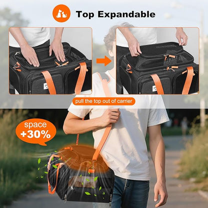 19x13x9 TSA Approved top Expandable pet Carrier for Small Dog Puppy cat up to 10 lbs Weight and 18'' Length, for Southwest Spirit Lufthansa Airlines,Air Canada and Amtrak Train