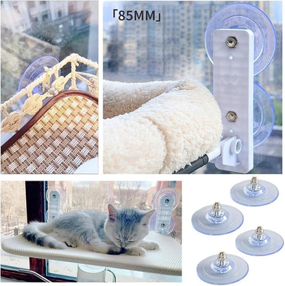 4 Pack Cat Window Perch Suction Cup Replacement with Screws 85mm Sturdy Strong Hanging Holder Suction Cups for Cat Window Perch Cordless Hammock Foldable Cats Bed Seat