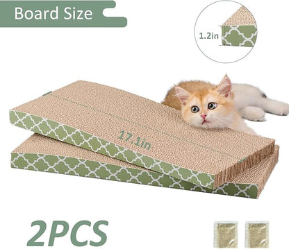 Cat Scratcher Cardboard Scratching Pads Scratch with Catnip 2PCS Reversible Corrugated Cardboard