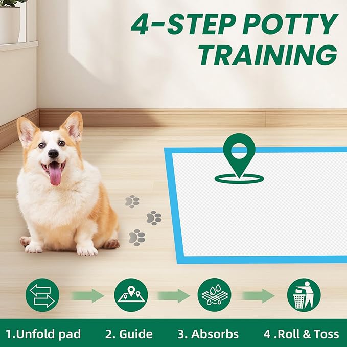 200 Count Large Dog & Cat Puppy Pee Pads - 28"x30" Absorbent Potty Training Pads | Leakproof Quick-Dry Disposable Pet Pads for Puppies, Dogs & Cats | Indoor, Outdoor, Litter Box, Housebreaking Use