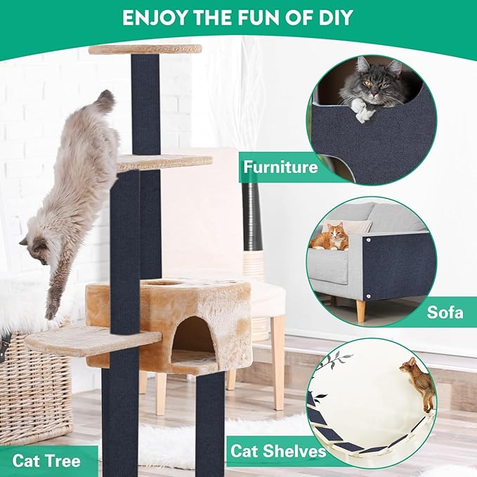 Cat Scratcher Mat, 78.7"x15.8" Cat Scratch Couch Furniture Protector, Trimmable Cat Scratch Carpet, DIY Climbing Cat Scratch Mat for Covering Cat Post, Wall & Door Protector from Cat Claws (Dark Blue)