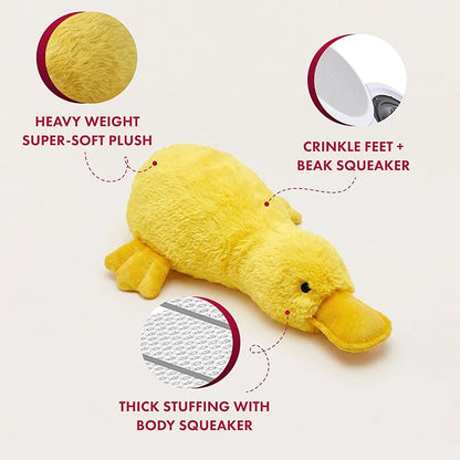 Pet Lou 15 Inch Platypus Plush Dog Chew Toy with Squeakers & Crinkle Paper, Durable Super-Soft Stuffed Promo Dog Toy for Interactive Fetch & Play