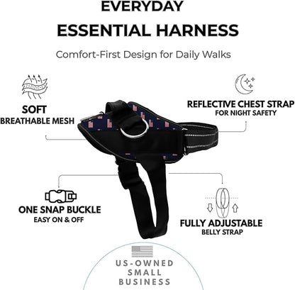 ShawnCo Essential Dog Harness, No-Pull Pet Vest with 3 Leash Clips, No Choke, Reflective, Adjustable and Padded, for Easy Walking and Training for Small, Medium and Large Dogs (USA Flag,XL)