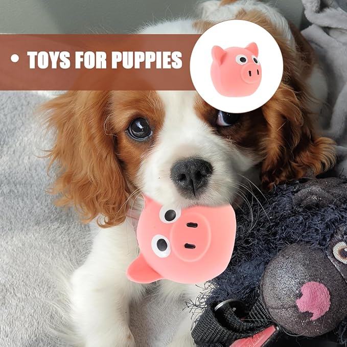 POPETPOP Squeak Dog Toy, Latex Cute Pig Toy for Dog Chew Toys, Funny Pet Interactive Toy, Dog Squeaky Toys for Small Pet Puppies Indoor Outdoor Biting Chasing Games