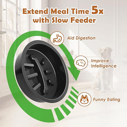 Elevated Dog Bowls: Height Adjustable Raised Dog Stand (4.5'' to 12'') 2 * 1700ml Stainless Steel Bowls + Slow Feeder, Feeding Station w/Storage Organizer & Toy Basket for Medium/Large Breeds