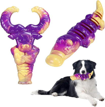 Indestructible Dog Toys for Aggressive Chewers, Tough Dog Toys for Large Dogs, Durable Dog Chew Toys to Keep Them Busy, Interactive Aggressive Chew Toys for Medium Dogs, Beef Flavor (Cro+Bull)