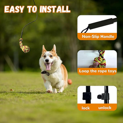 Flirt Pole for Dogs, Interactive Dog Toys Extendable Teaser Wand with Lure Chewing Toy, Chase and Tug of War for Small Medium Large Dogs Training Playing Exercise