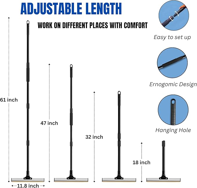 Dual-Edge Carpet Rake for Pet Hair Removal & Fluffing Matted Carpet – 61" Adjustable Handle, Deep Clean Dog & Cat Hair Remover, Reusable Scraper for Rugs, Low Pile Carpet, Couch & Stairs