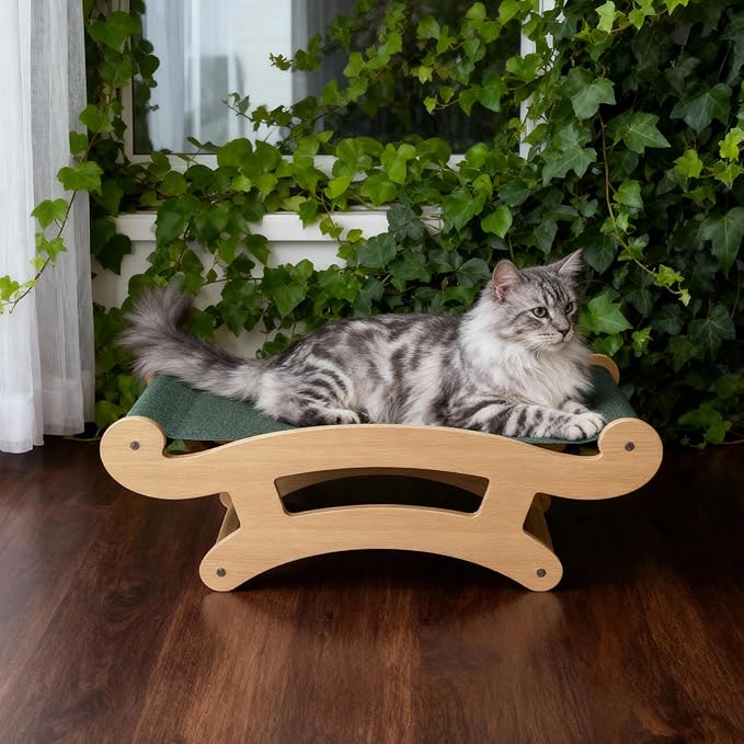 Cat Bed, Breathable Elevated Cat Hammock,Wooden Cat Beds for Indoor,Raised Pet Beds Suitable for Cats, Puppy, Bunny and Small Animal