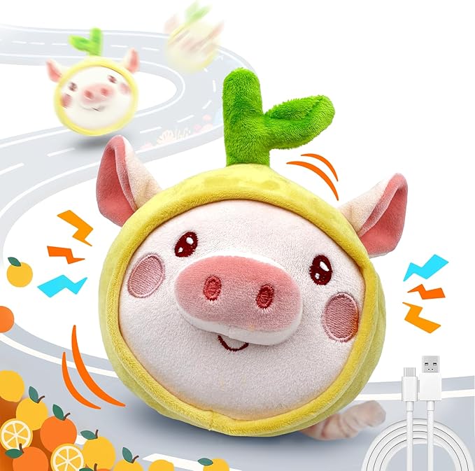 Interactive Dog Toys, [Newly Upgraded] Moving Dog Toy to Keep Them Busy, Bouncing Dogs Toy/Squeaky Rolling Ball with Jumping Music Mode for Small Medium Large Dogs (Upgrade Pig)