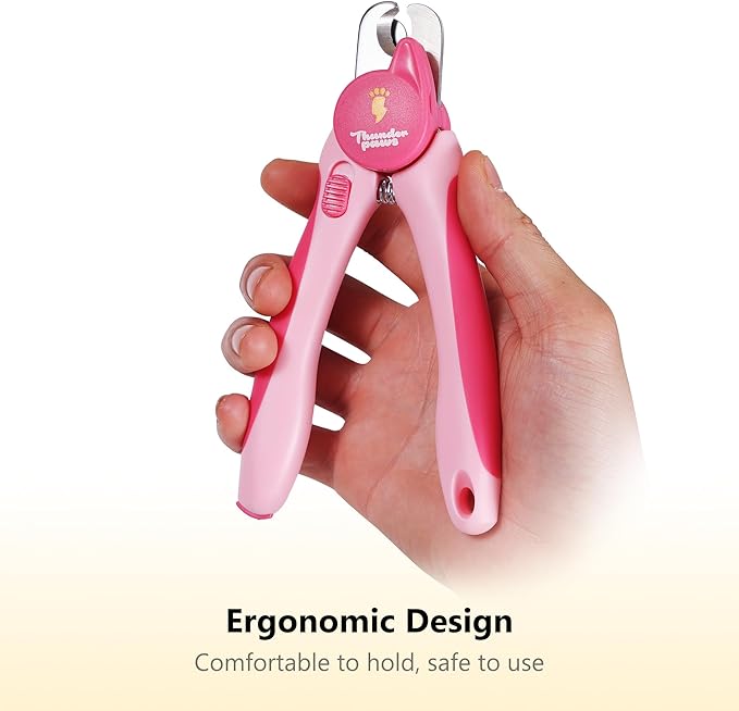 Professional-Grade Nail Clippers for Dogs Nail Trimmer with Safety Guard and Nail File - Nail Clippers for Large Dogs - Dog Nail Clipper Toenail Clippers (Pink, Medium-Large (LED))