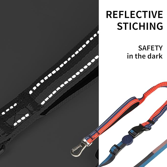 ‌EVERKING 6ft Hands-Free Dog Leash - 6-in-1 Adjustable with 360° Rotating Buckle, Night Reflective & Shock Absorbing for Large/Small Dogs (Up to 120lbs) (Dark Blue)