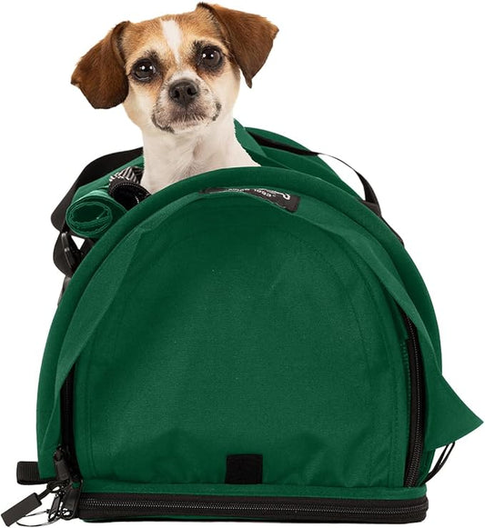 SturdiBag Pro 3.0 Pet Travel Carrier for Cats and Dogs – Soft-Sided with Safety Clips and Seatbelt Straps for Airplane or Car Travel | Small, Evergreen