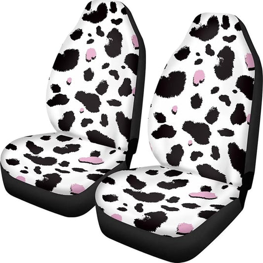 Dreaweet Cow Print Seat Covers for Cars for Women Cute Car Accessories Interior 2 Piece Washable Universal Auto Seat Covers Front Seats Only Easy to Install