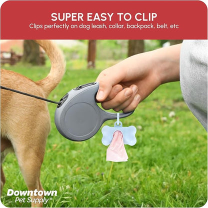Downtown Pet Supply Scented Poop Bags for Dogs with Dispenser, 500 Count - Leak-Proof Dog Waste Bags and Bone-Shaped Dog Poop Bags Holder for Leash - Lavender Scented, 12.5" x 8.5"