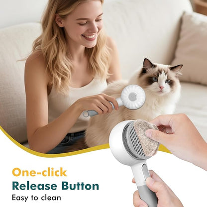 Dog Steam Brush with 2 Cleaning Modes, 3 In 1 Cat Steam Brush with Release Button and Tank, Anti-Static Cat Spray Comb for Effective Hair Removal, Rechargeable Steamy Dog Comb for Furry Pet
