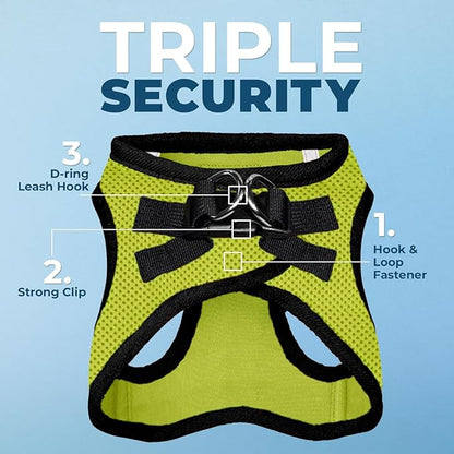 Best Pet Supplies Voyager Step-in Air Harness - All Weather Mesh, Reflective, No Pull Harness for Dogs, Cats - Secure with Hook & Loop Fastener, Buckle, Double D-Rings - Lime Green/Black Trim, XS