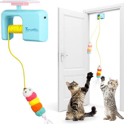 Interactive Cat Toy for Indoor Cat, Automatic Door Hanging Cat Toy with Detachable Design, Kitten Toys for Indoor Cats Self Play, 3.27 * 1.69 * 2.76Inch (Sky Blue)