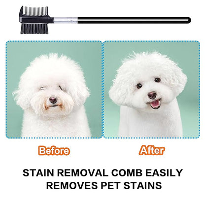 5 Pack Flea Lice Comb,Stainless Steel Dog Cat Grooming Combs With Rounded Teeth,Double-Sided Tear Stain Remover,Dematting Comb For Dogs Cats Ideal For All Types Of Small, Medium, Large Pets