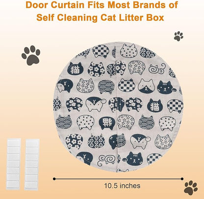 Cat Litter Box Curtain, Washable Litter Box Door Cover, Litter Box Curtain for Enclosed Self-Cleaning Boxs -White Round 10.5" D（Curtain Only）