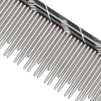 Pet Hair Removal Comb Reusable Comfortable Stainless Steel Comb for Cat Grooming Pet Hair Removal Comb Stainless Steel Pet Comb Open Knot Comb Grooming Comb (Black)